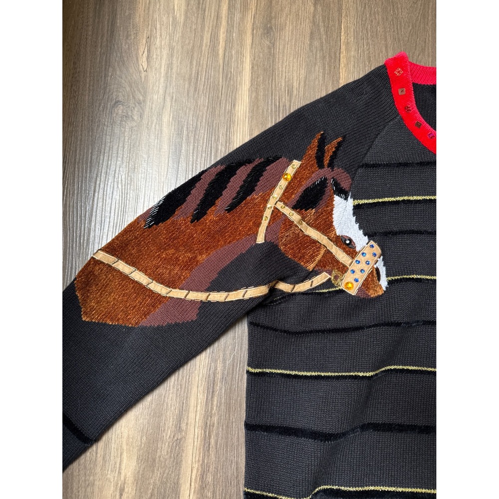EUC Vintage Berek Equestrian‎ Button Front Cardigan Women's XL Old Money Derby - Picture 7 of 8